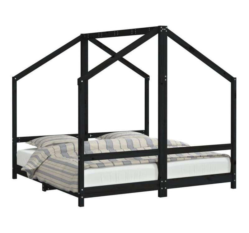 furnicato Kinderbett Schwarz 2x(80x160) cm Massivholz Kiefer (1-tlg) von furnicato