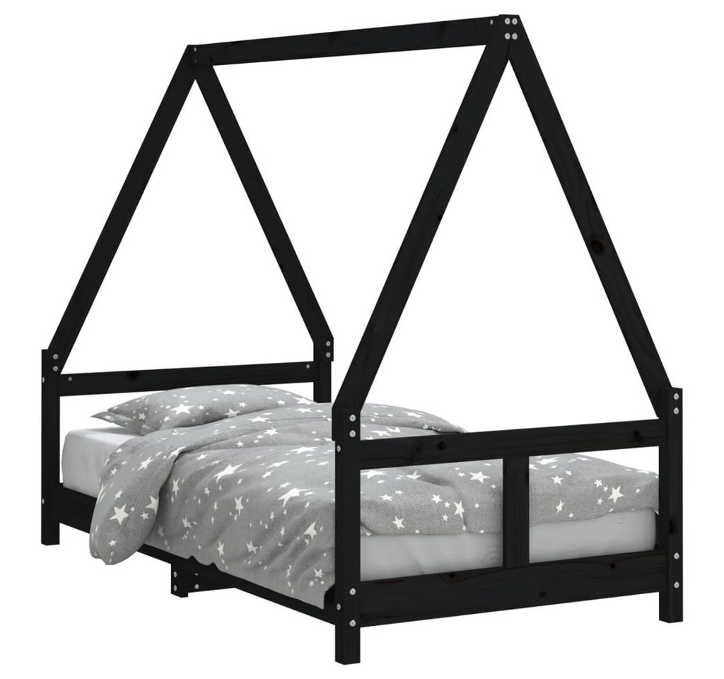 furnicato Kinderbett Schwarz 80x160 cm Massivholz Kiefer (1-tlg) von furnicato