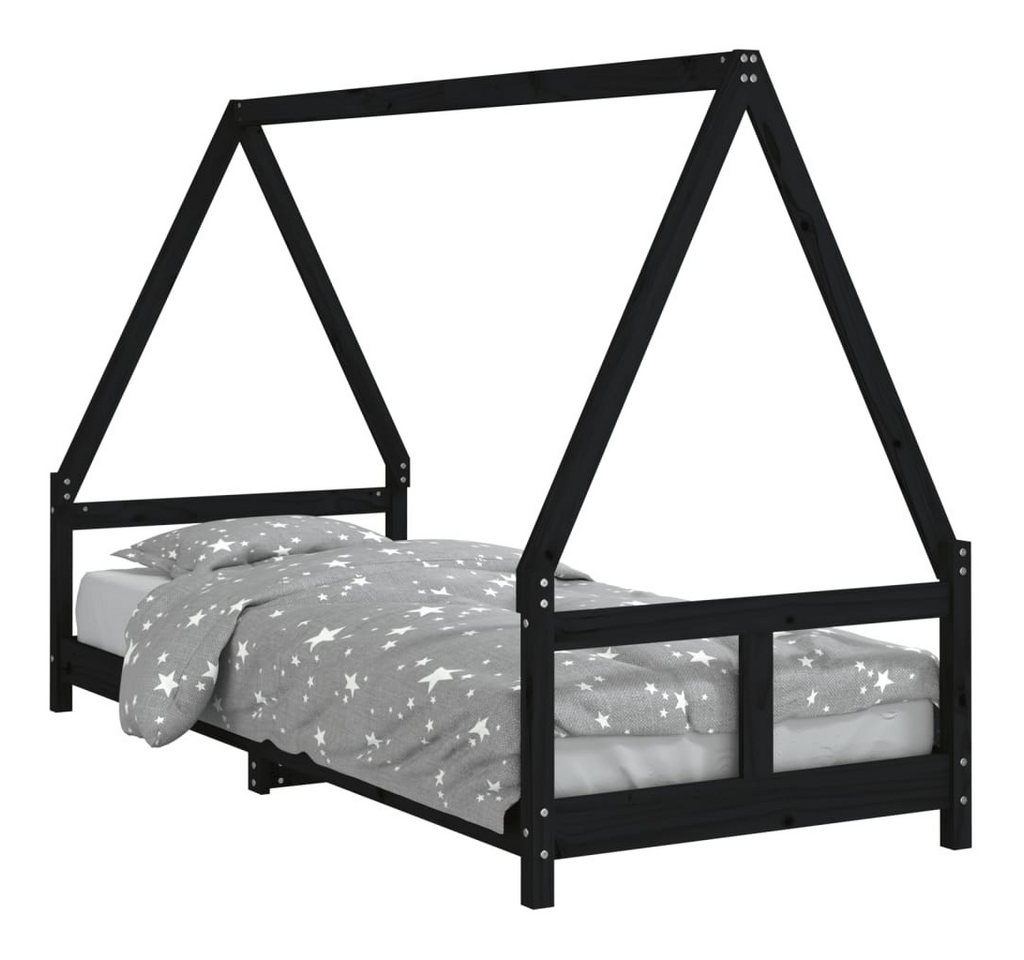 furnicato Kinderbett Schwarz 80x200 cm Massivholz Kiefer (1-tlg) von furnicato