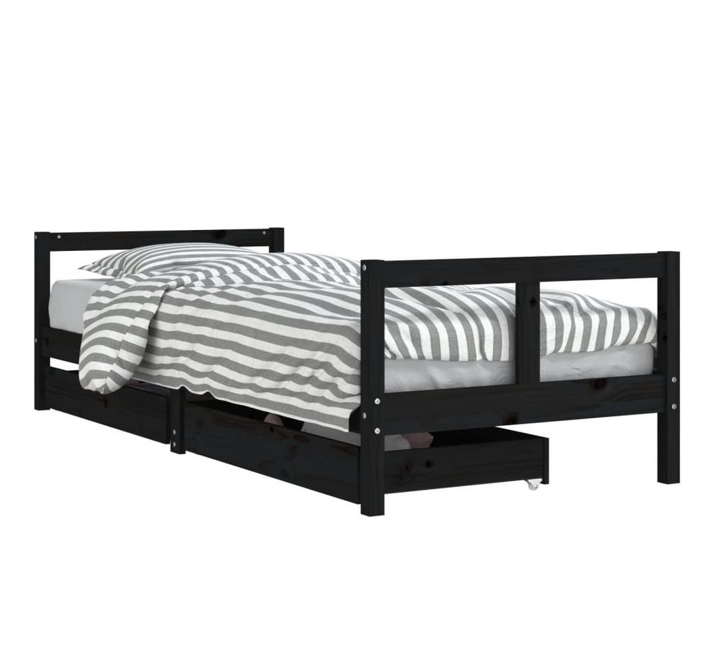 furnicato Kinderbett mit Schubladen Schwarz 80x200 cm Massivholz Kiefer (1-tlg) von furnicato
