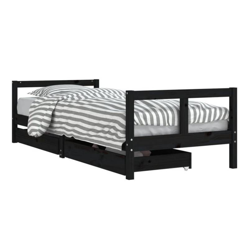 furnicato Kinderbett mit Schubladen Schwarz 80x200 cm Massivholz Kiefer (1-tlg) von furnicato