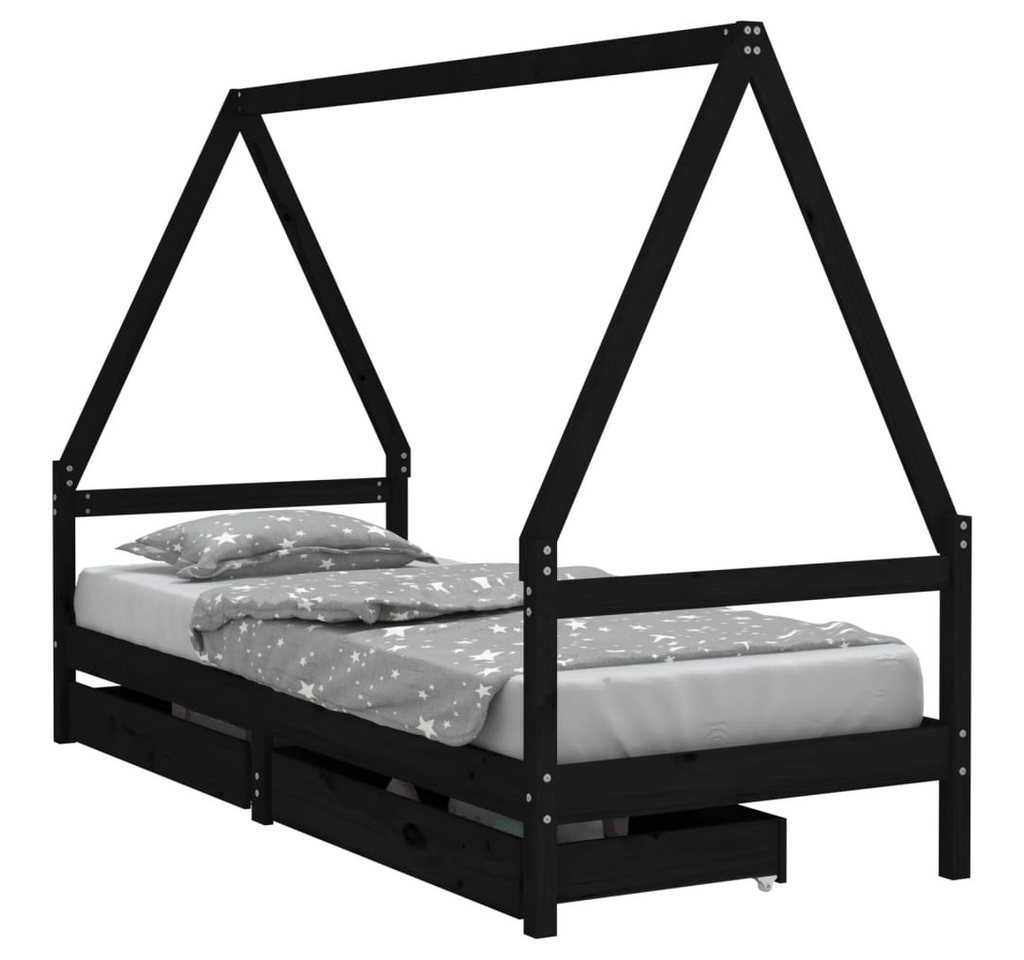 furnicato Kinderbett mit Schubladen Schwarz 80x200 cm Massivholz Kiefer (1-tlg) von furnicato