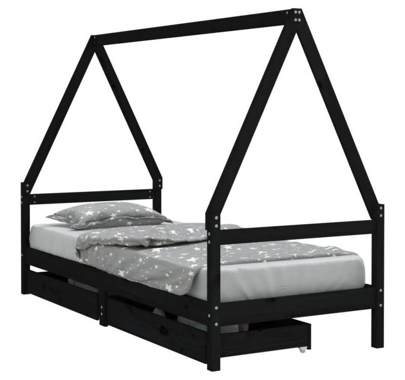 furnicato Kinderbett mit Schubladen Schwarz 80x200 cm Massivholz Kiefer (1-tlg) von furnicato