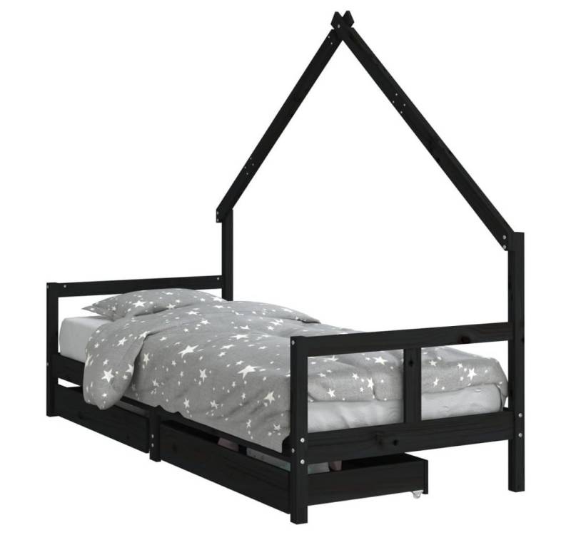 furnicato Kinderbett mit Schubladen Schwarz 80x200 cm Massivholz Kiefer (1-tlg) von furnicato