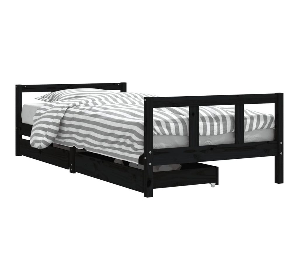 furnicato Kinderbett mit Schubladen Schwarz 90x200 cm Massivholz Kiefer (1-tlg) von furnicato