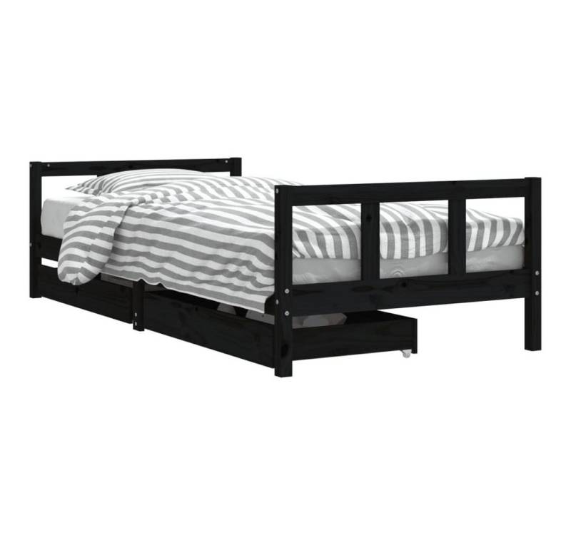 furnicato Kinderbett mit Schubladen Schwarz 90x200 cm Massivholz Kiefer (1-tlg) von furnicato