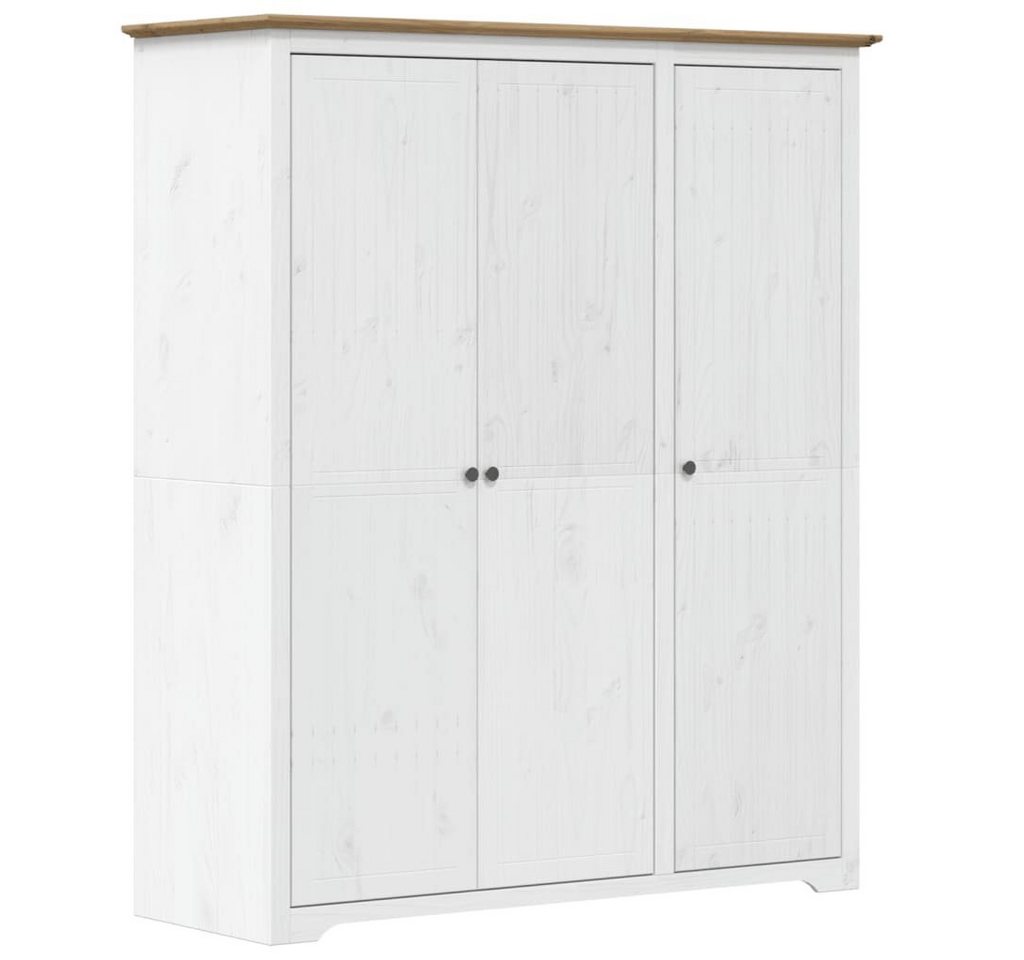 furnicato Kleiderschrank BODO Weiß und Braun 146x53,5x173 cm Kiefernholz (1-St) von furnicato
