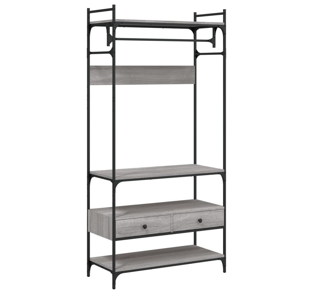furnicato Kleiderschrank Kleiderständer mit Schubladen Grau Sonoma 89x39x184,5 cm (1-St) von furnicato