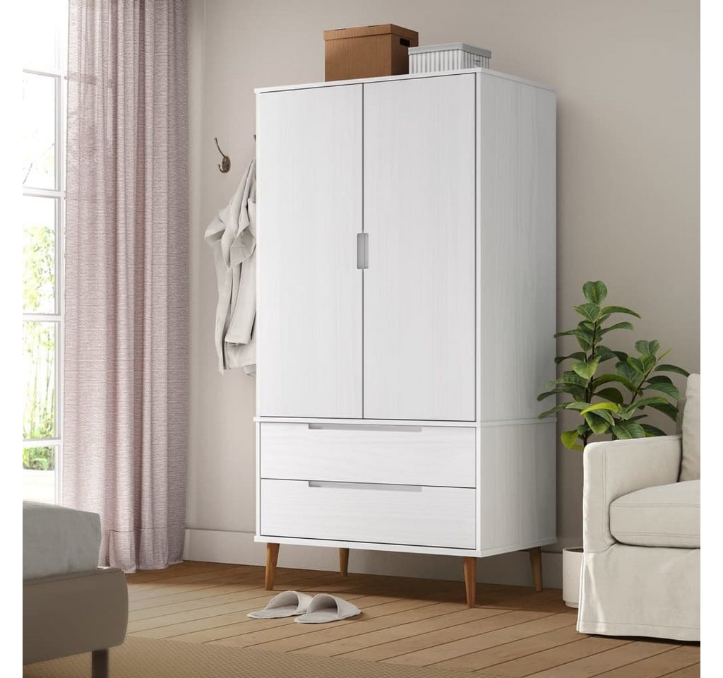 furnicato Kleiderschrank MOLDE Weiß 90x55x175 cm Massivholz Kiefer (1-St) von furnicato