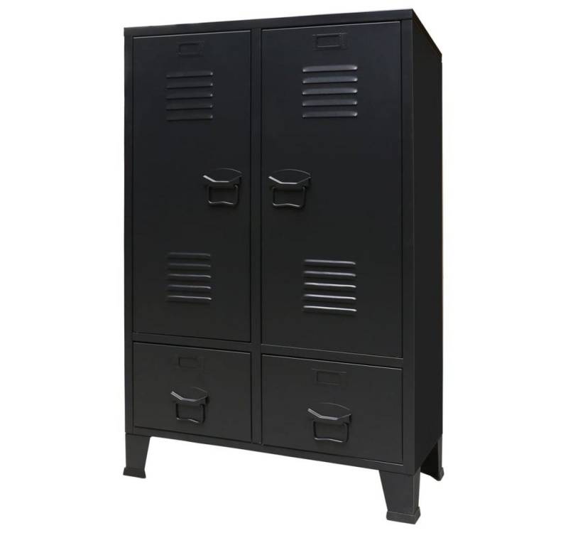 furnicato Kleiderschrank Metall Industrie-Stil 67 x 35 x 107 cm Schwarz (1-St) von furnicato