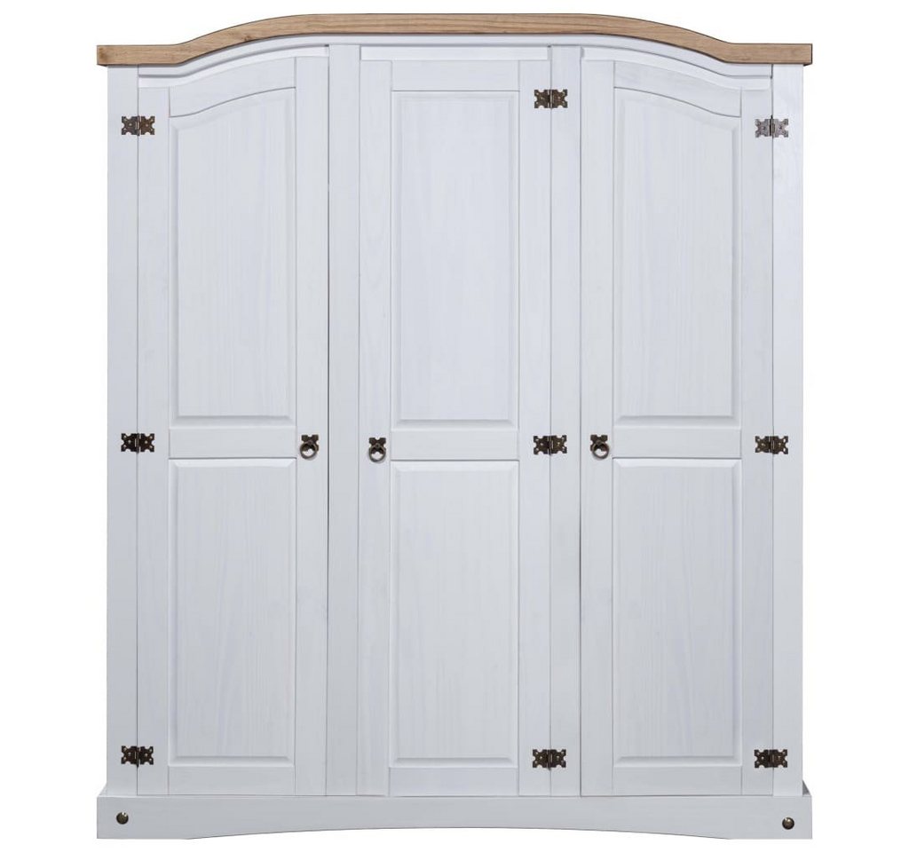 furnicato Kleiderschrank Mexiko-Stil Kiefernholz 3 Türen Weiß (1-St) von furnicato