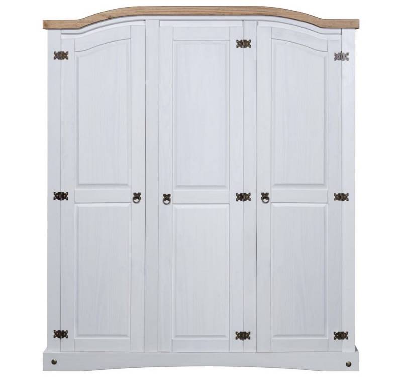 furnicato Kleiderschrank Mexiko-Stil Kiefernholz 3 Türen Weiß (1-St) von furnicato