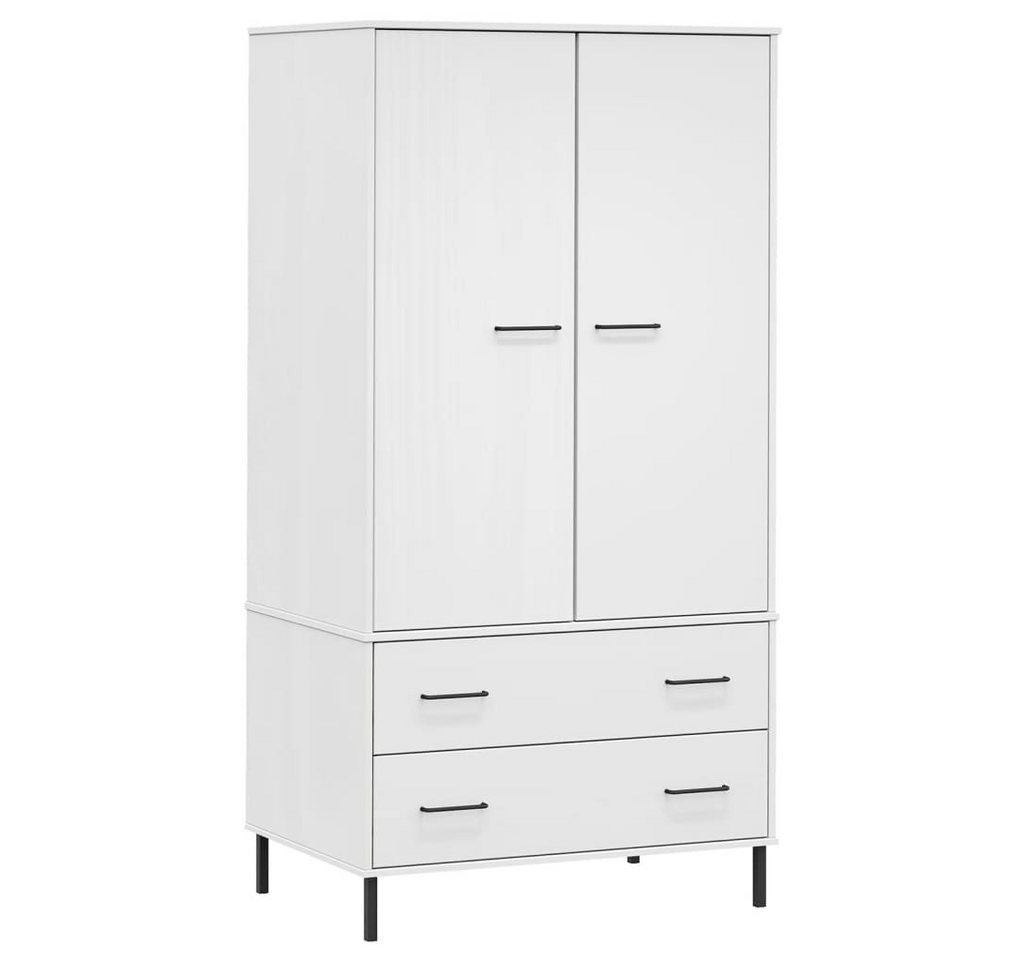 furnicato Kleiderschrank OSLO Metallbeine Weiß 90x55x172,5 cm Massivholz von furnicato