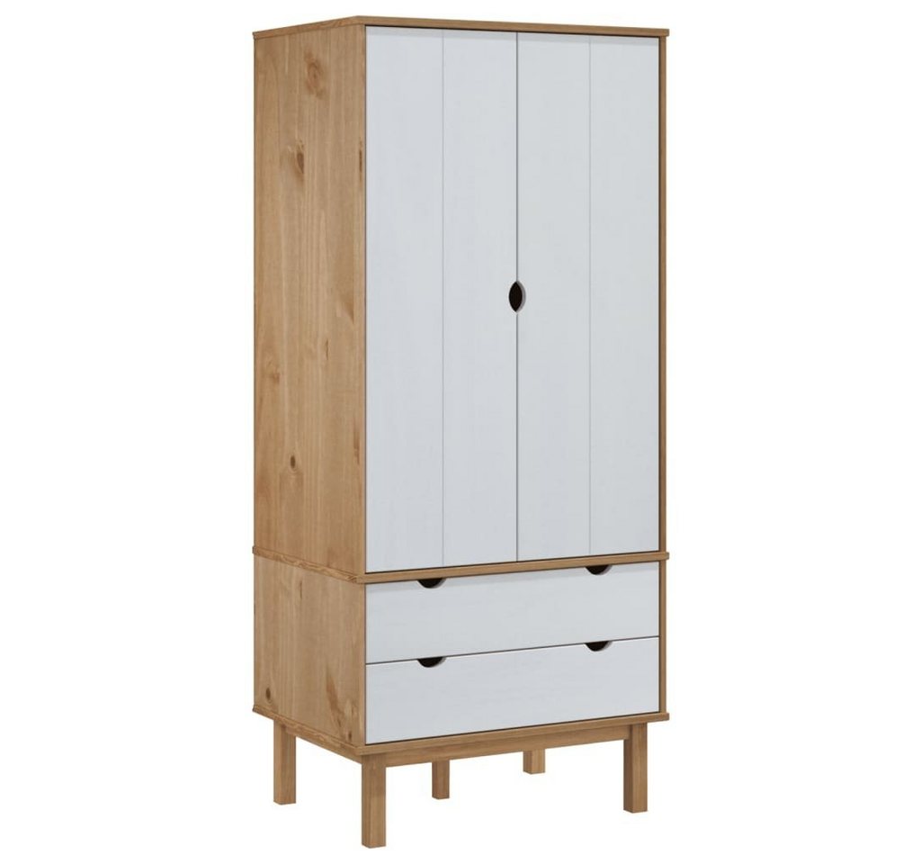 furnicato Kleiderschrank OTTA Braun&Weiß 76,5x53x172 cm Massivholz Kiefer (1-St) von furnicato