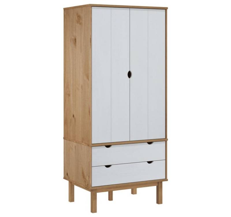 furnicato Kleiderschrank OTTA Braun&Weiß 76,5x53x172 cm Massivholz Kiefer (1-St) von furnicato