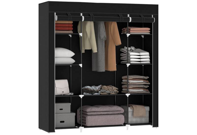 furnicato Kleiderschrank Stoffschrank Faltschrank 150x43x162,5 cm Schwarz mit furnicato Kleiderschrank Stoffschrank Faltschrank 150x43x162,5 cm Schwarz mit von furnicato