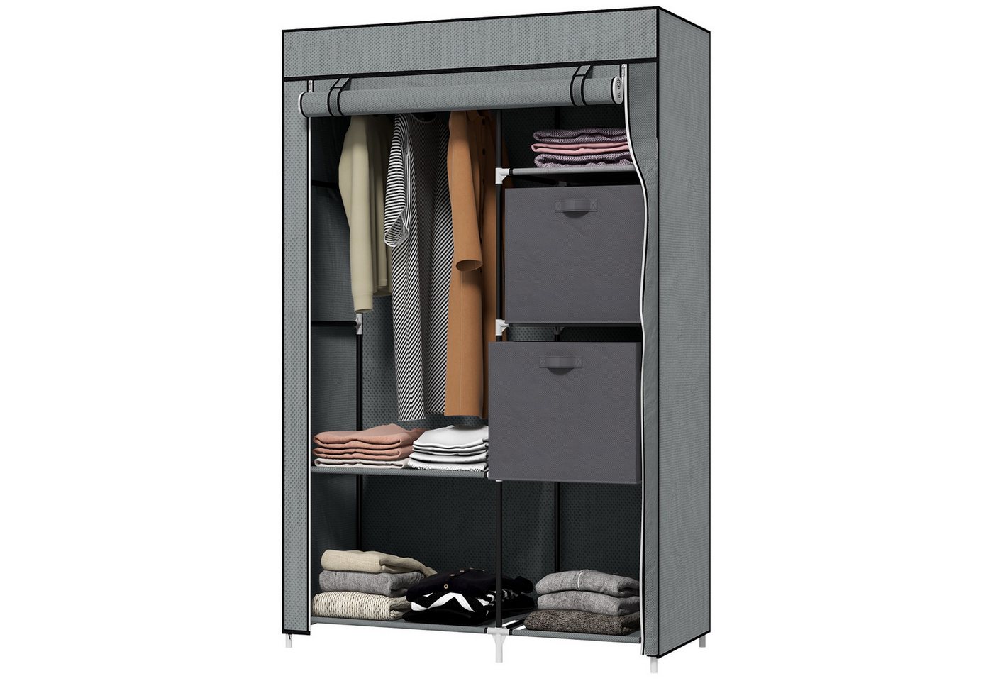 furnicato Kleiderschrank Stoffschrank faltbar 102x42.5x162.5 cm Grau furnicato Kleiderschrank Stoffschrank faltbar 102x42.5x162.5 cm Grau von furnicato