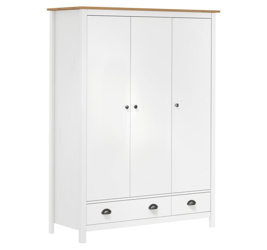 furnicato Kleiderschrank mit 3 Türen Hill Weiß 127x50x170 cm Kiefernholz von furnicato