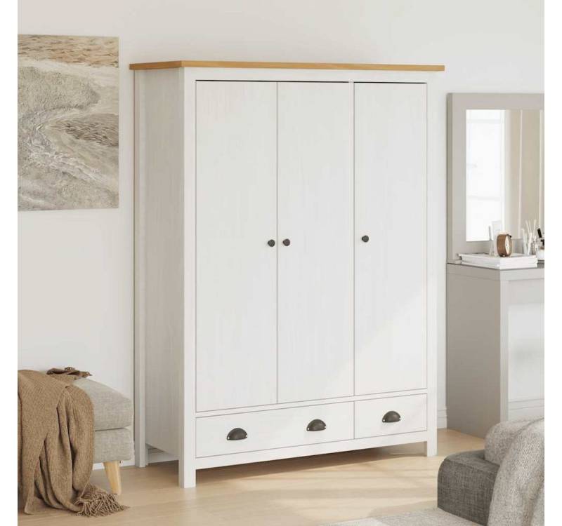furnicato Kleiderschrank mit 3 Türen Hill Weiß 127x50x170 cm Kiefernholz (1-St) von furnicato