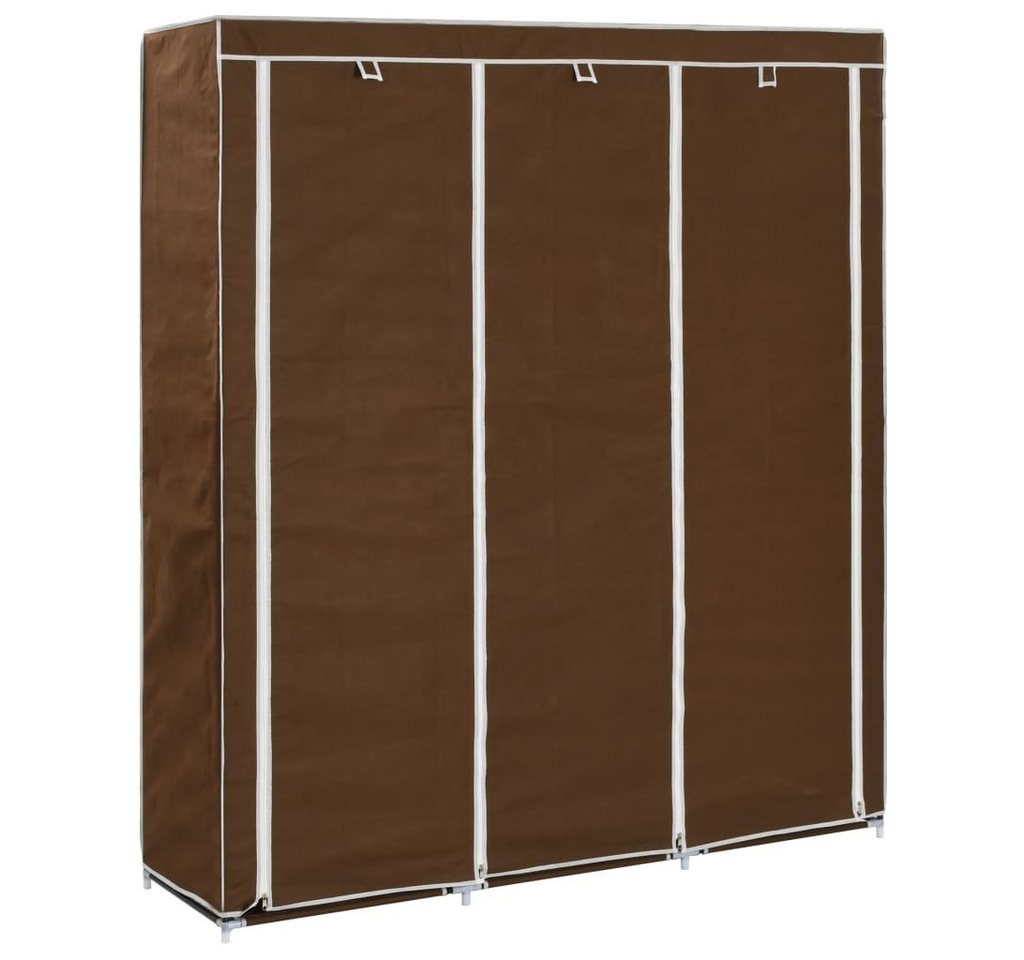 furnicato Kleiderschrank mit Fächern und Stangen Braun 150x45x175cm Stoff von furnicato