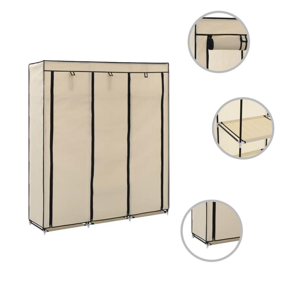 furnicato Kleiderschrank mit Fächern und Stangen Creme 150x45x175cm Stoff (1-St) von furnicato