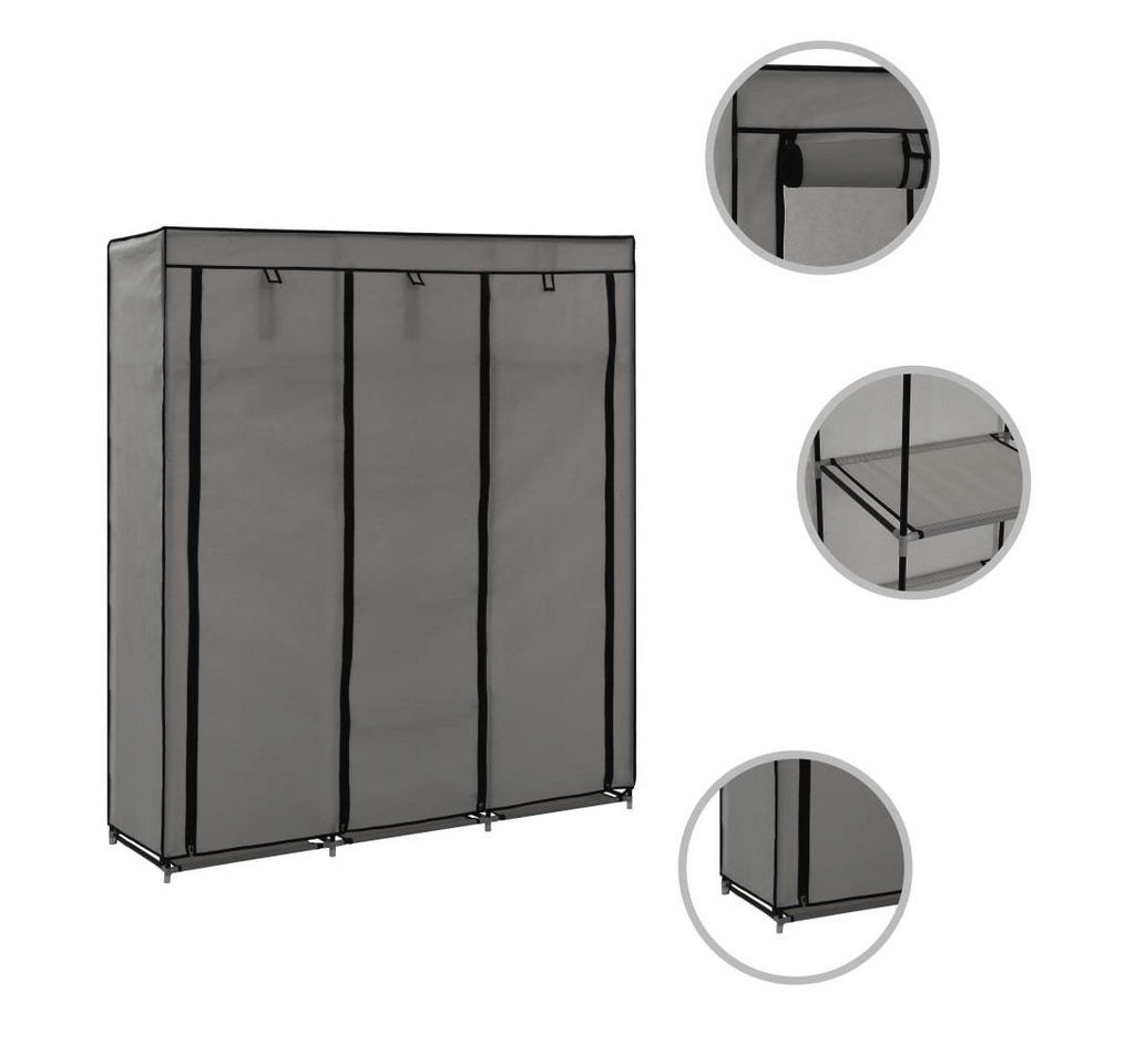 furnicato Kleiderschrank mit Fächern und Stangen Grau 150x45x175cm Stoff (1-St) von furnicato