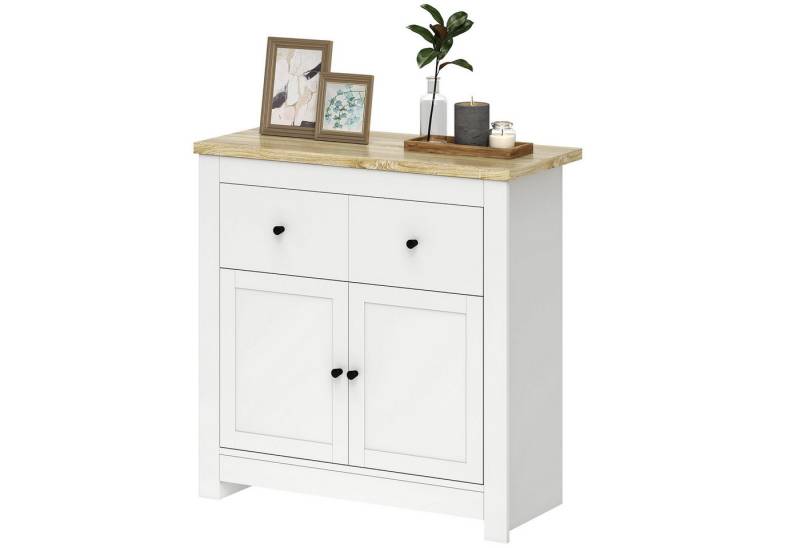 furnicato Kommode Sideboard mit Soft-Close, 2 Schubladen, Regal, Weiß (1 St) von furnicato