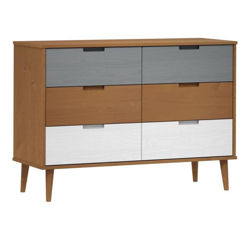 furnicato Kommode Schubladenschrank MOLDE Braun 113x40x80 cm Massivholz Kiefer von furnicato