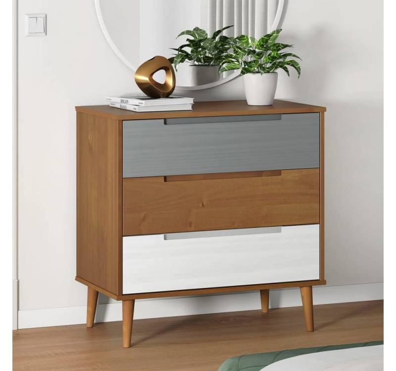 furnicato Kommode Schubladenschrank MOLDE Braun 80x40x80 cm Massivholz Kiefer (1 St) von furnicato