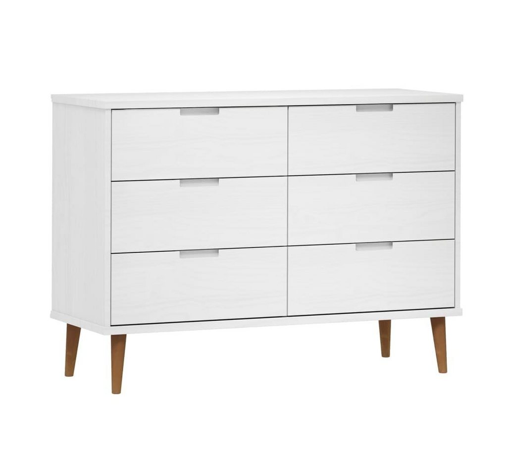 furnicato Kommode Schubladenschrank MOLDE Weiß 113x40x80 cm Massivholz Kiefer von furnicato