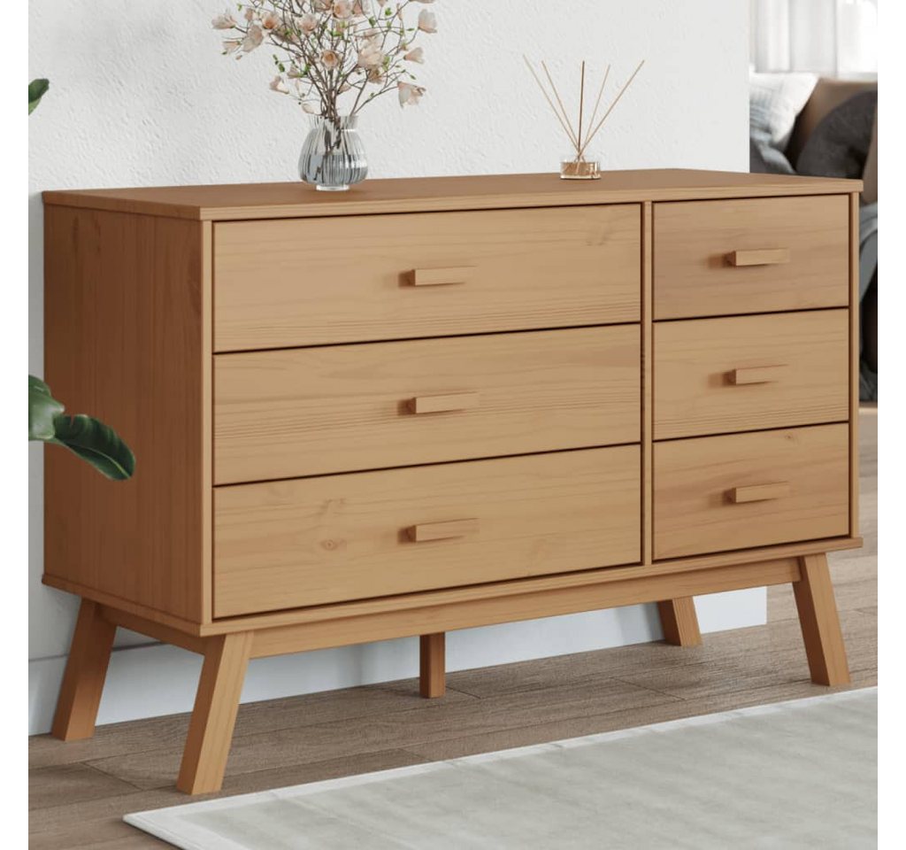 furnicato Kommode Schubladenschrank OLDEN Braun Massivholz Kiefer (1 St) von furnicato