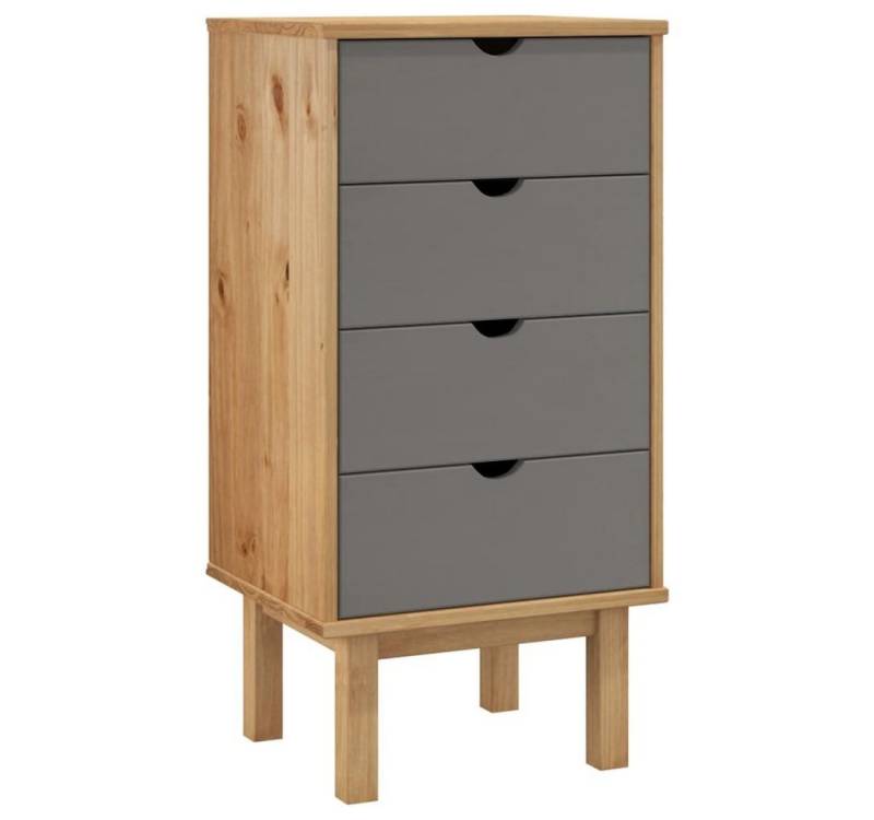 furnicato Kommode Schubladenschrank OTTA Braun & Grau 45x39x90 cm Massivholz (1 St) von furnicato