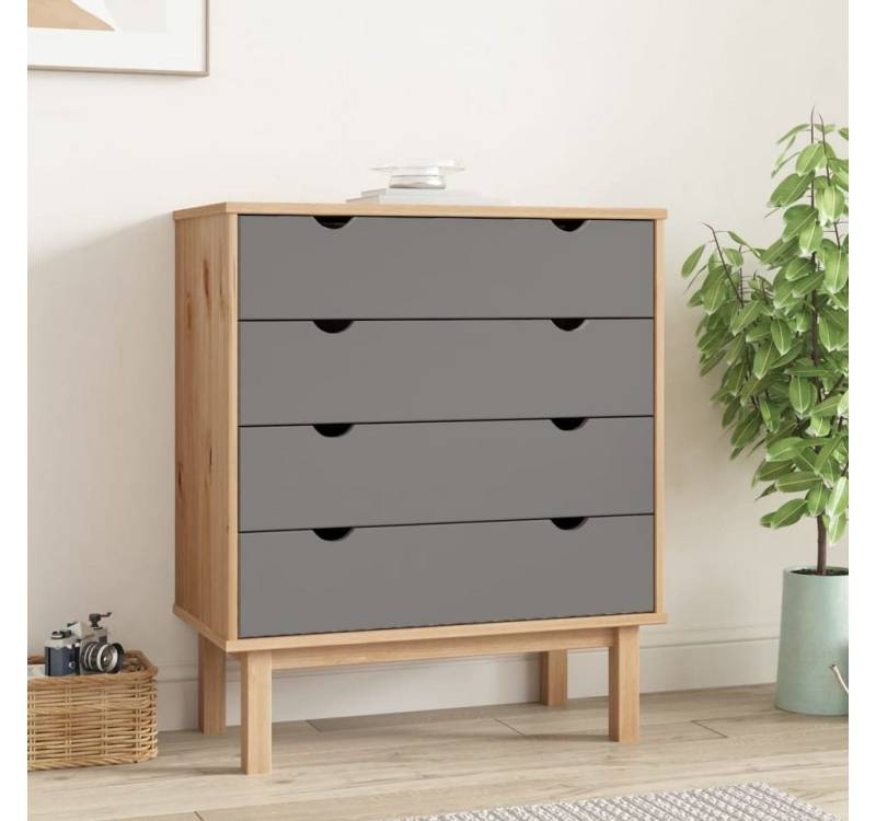 furnicato Kommode Schubladenschrank OTTA Braun&Grau 76,5x39,5x90 cm Massivholz von furnicato