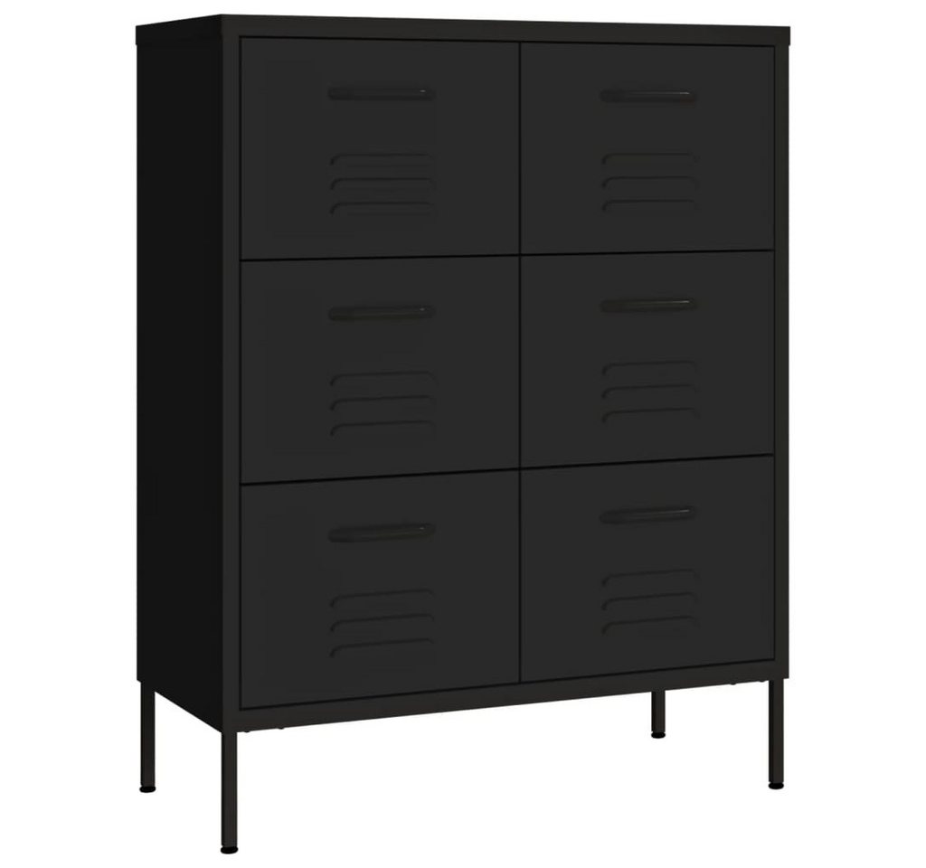 furnicato Kommode Schubladenschrank Schwarz 80x35x101,5 cm Stahl (1 St) von furnicato