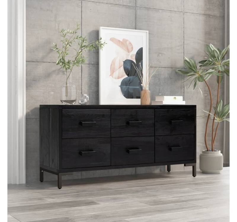 furnicato Kommode Schwarz 110x30x45 cm Massivholz Kiefer (1 St) von furnicato