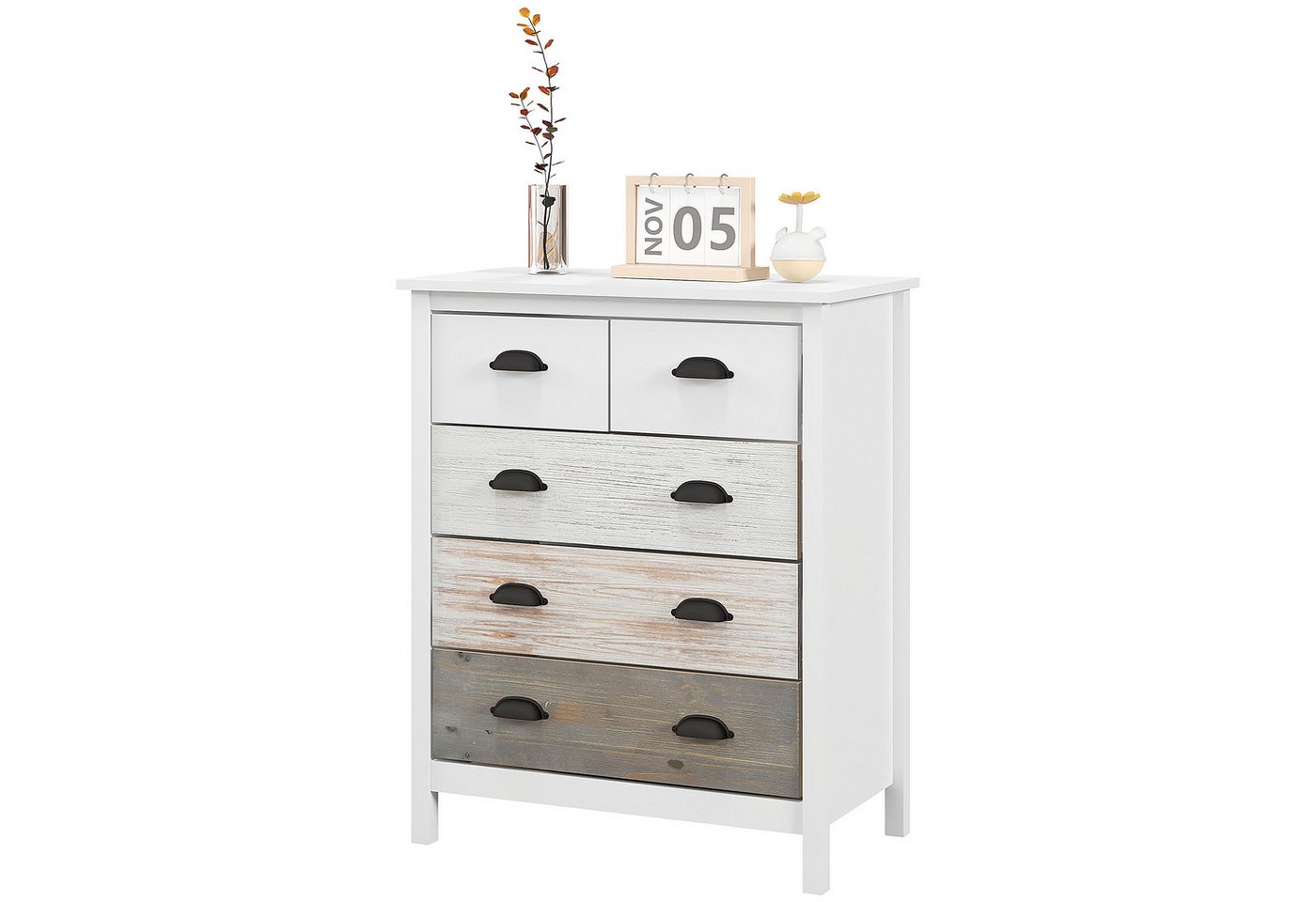 furnicato Kommode Sideboard, Kommode, 5 Schubladen, lackierte Oberfläche, MDF & Kiefern (1 St) von furnicato