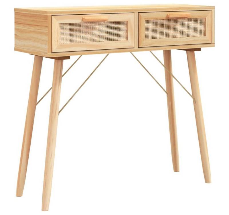 furnicato Konsolentisch Braun 80x30x75 cm Massivholz Kiefer Natur-Rattan (1-St) von furnicato