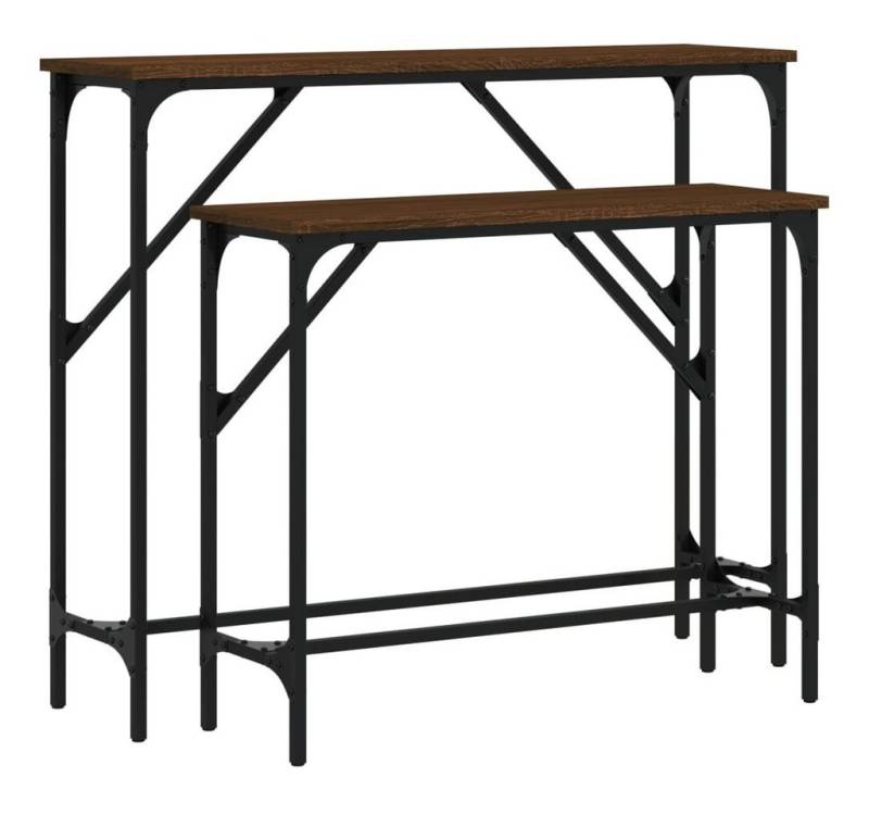 furnicato Konsolentisch Konsolentische 2 Stk. Braun Eichen-Optik Holzwerkstoff (1-St) von furnicato