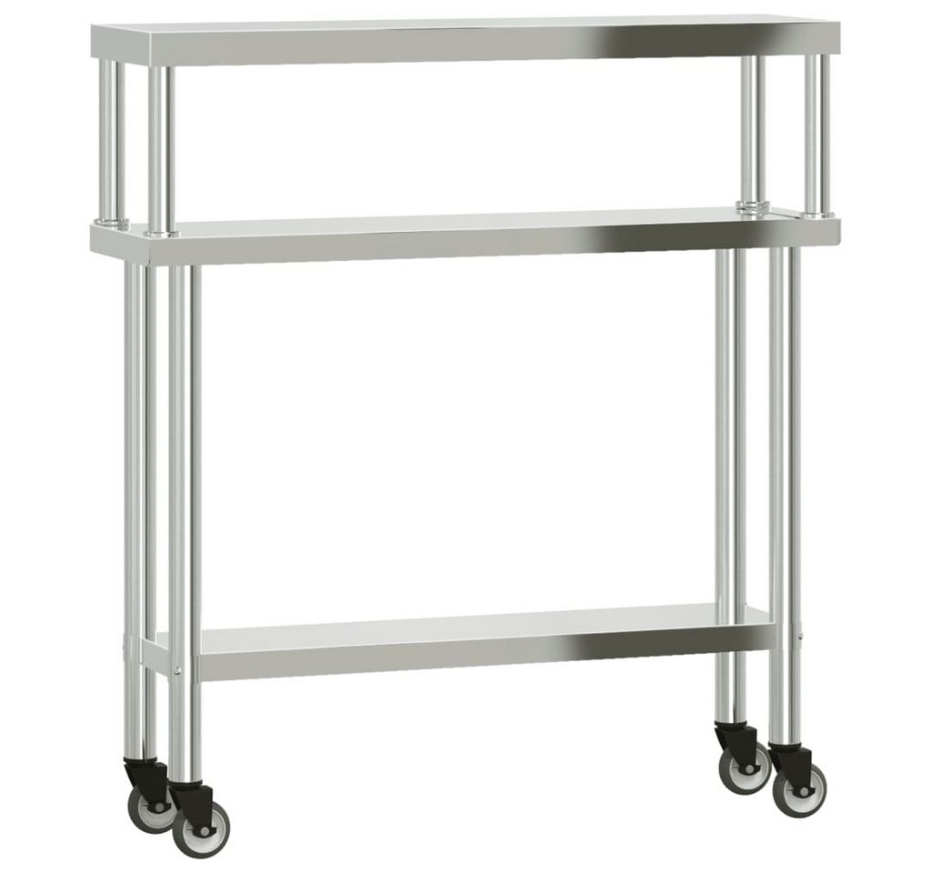 furnicato Küchentisch Küchen-Arbeitstisch mit Aufsatzboard 110x30x120 cm Edelstahl (1-St) von furnicato