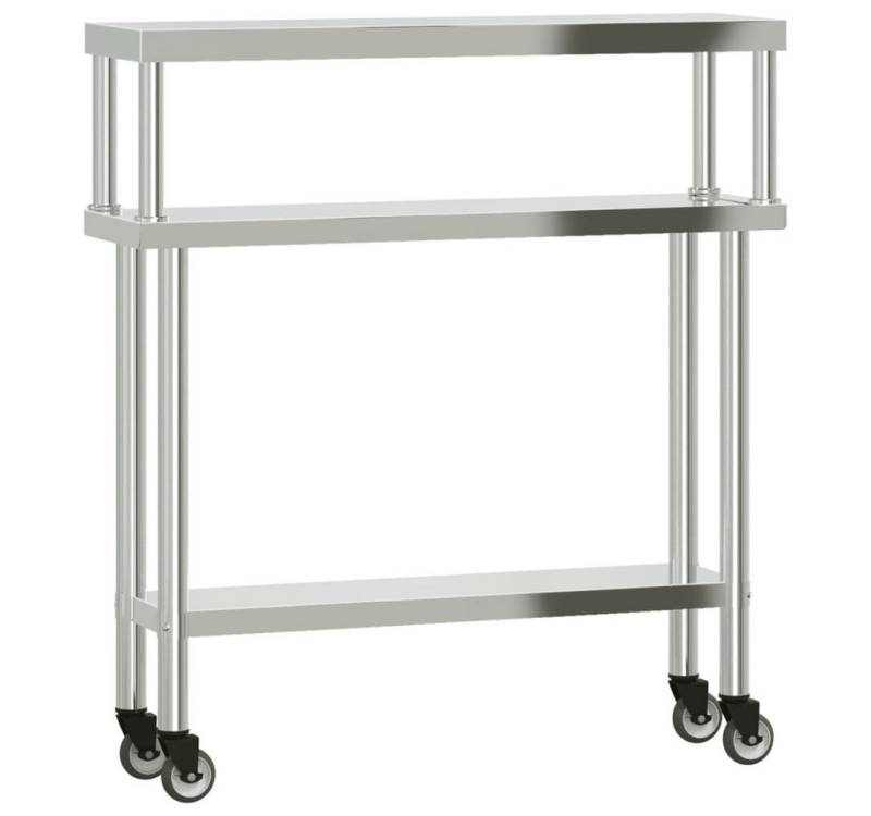 furnicato Küchentisch Küchen-Arbeitstisch mit Aufsatzboard 110x30x120 cm Edelstahl (1-St) von furnicato