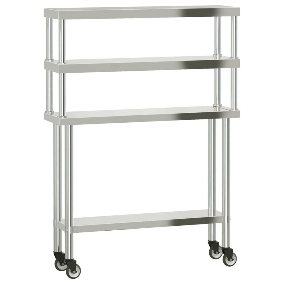 furnicato Küchentisch Küchen-Arbeitstisch mit Aufsatzboard 110x30x150 cm Edelstahl (1-St) von furnicato