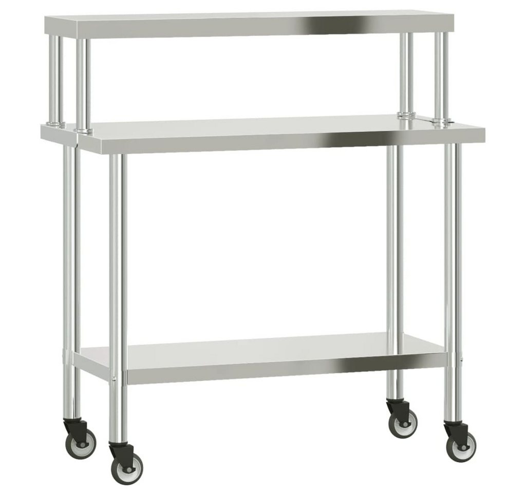 furnicato Küchentisch Küchen-Arbeitstisch mit Aufsatzboard 110x55x120 cm Edelstahl (1-St) von furnicato