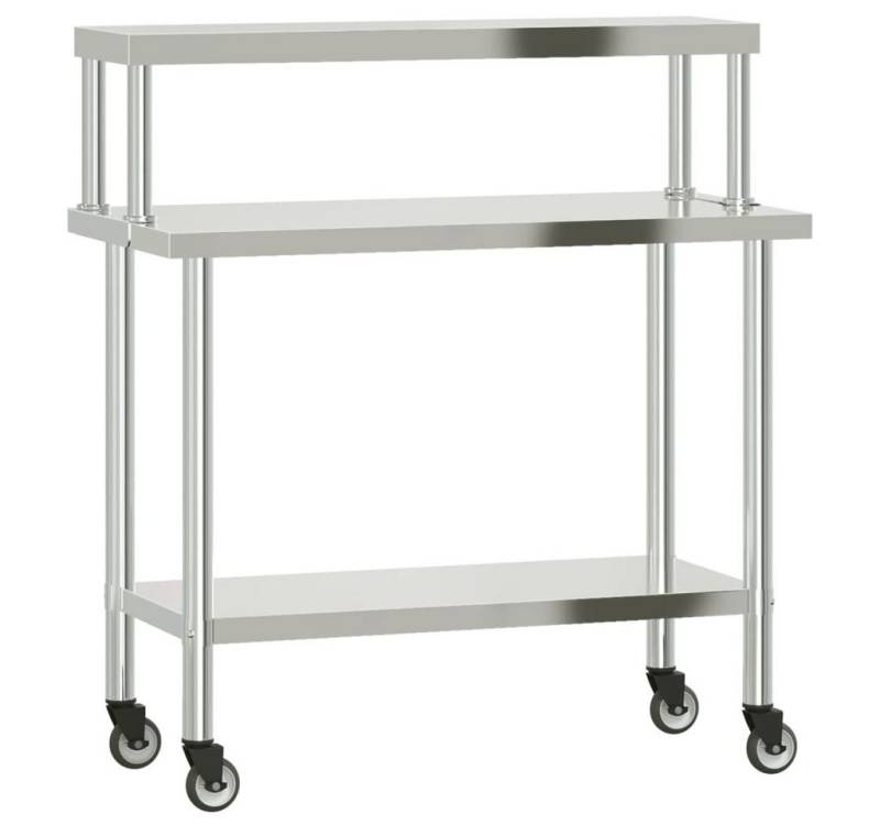 furnicato Küchentisch Küchen-Arbeitstisch mit Aufsatzboard 110x55x120 cm Edelstahl (1-St) von furnicato