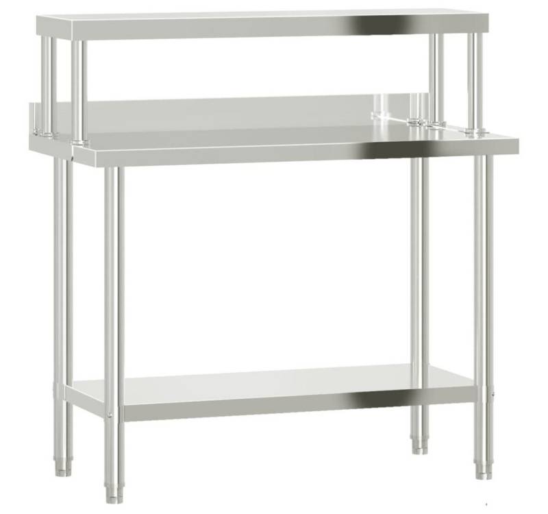 furnicato Küchentisch Küchen-Arbeitstisch mit Aufsatzboard 110x55x120 cm Edelstahl (1-St) von furnicato