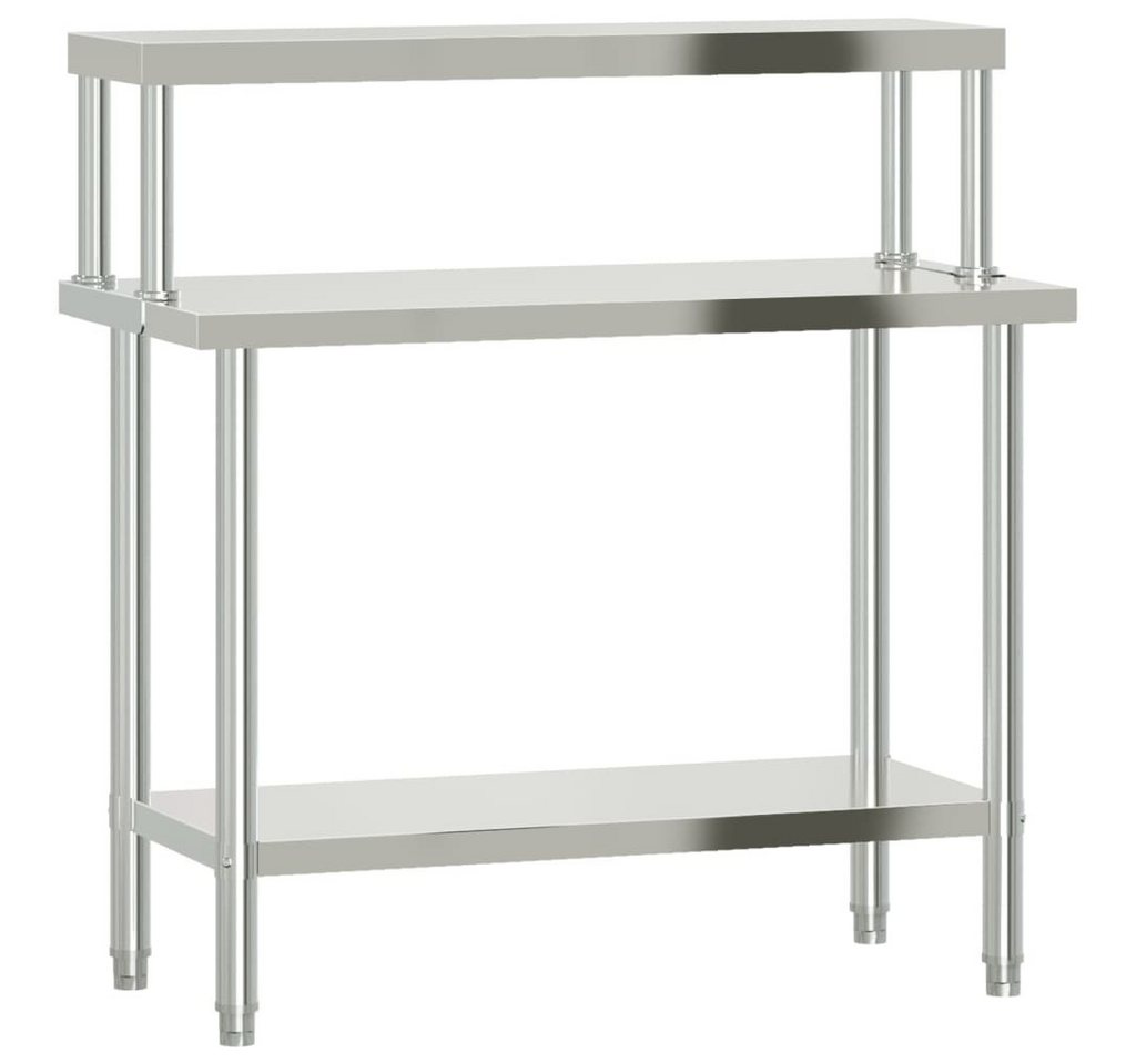 furnicato Küchentisch Küchen-Arbeitstisch mit Aufsatzboard 110x55x120 cm Edelstahl (1-St) von furnicato