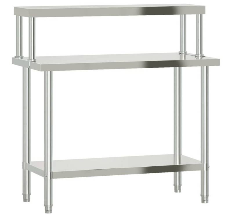 furnicato Küchentisch Küchen-Arbeitstisch mit Aufsatzboard 110x55x120 cm Edelstahl (1-St) von furnicato