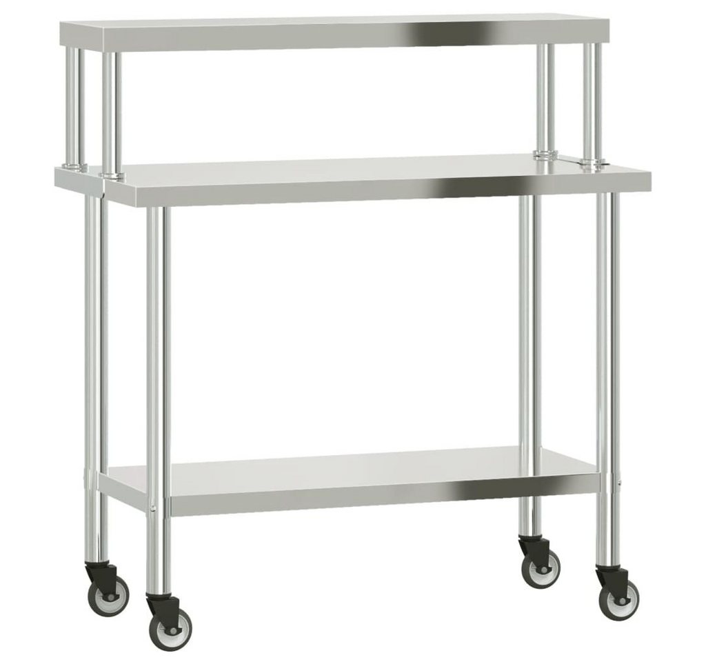 furnicato Küchentisch Küchen-Arbeitstisch mit Aufsatzboard 110x55x120 cm Edelstahl (1-St) von furnicato