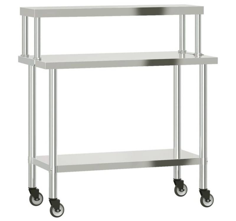 furnicato Küchentisch Küchen-Arbeitstisch mit Aufsatzboard 110x55x120 cm Edelstahl (1-St) von furnicato