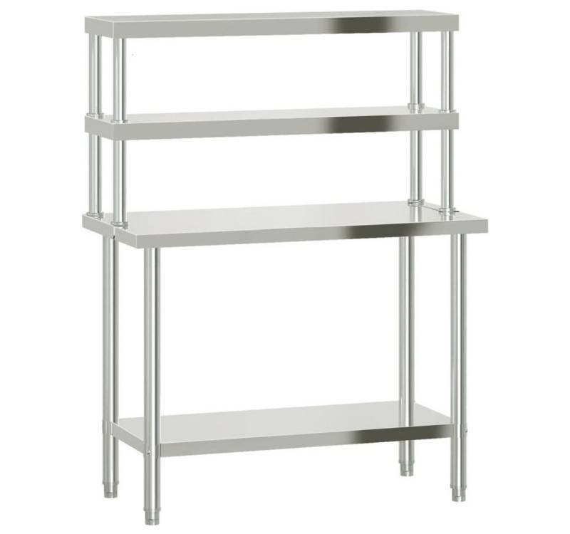 furnicato Küchentisch Küchen-Arbeitstisch mit Aufsatzboard 110x55x150 cm Edelstahl (1-St) von furnicato