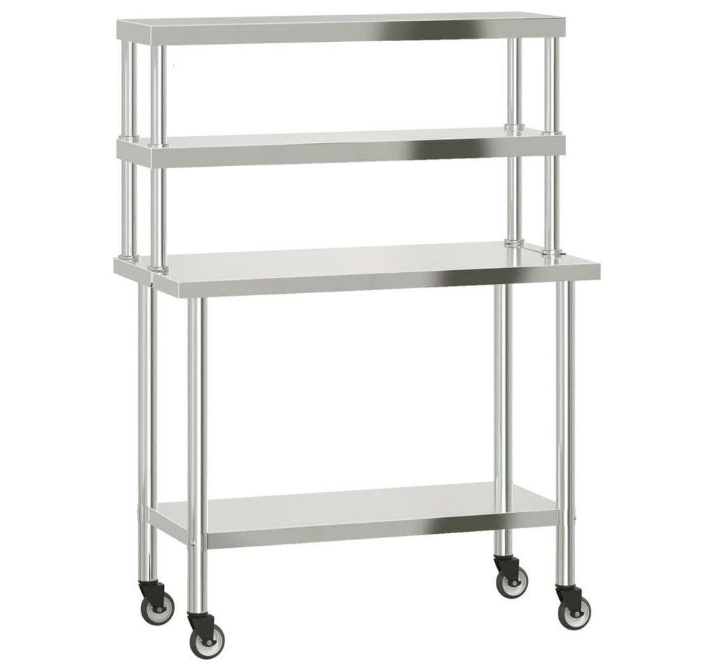 furnicato Küchentisch Küchen-Arbeitstisch mit Aufsatzboard 110x55x150 cm Edelstahl (1-St) von furnicato